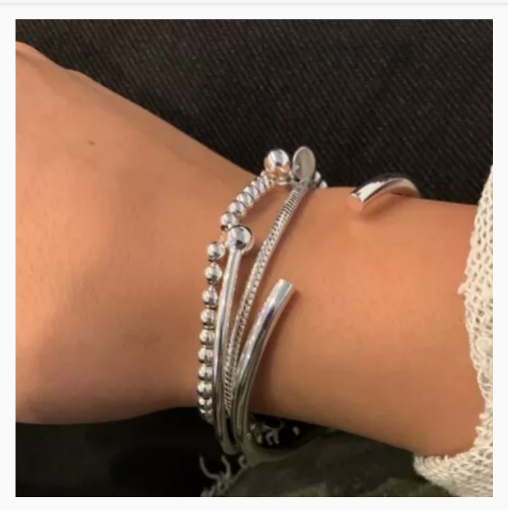 SOLD OUT RESTOCKING!! 925 Silver Smooth Cuff Bangle Bracelet - Picture 4 of 16